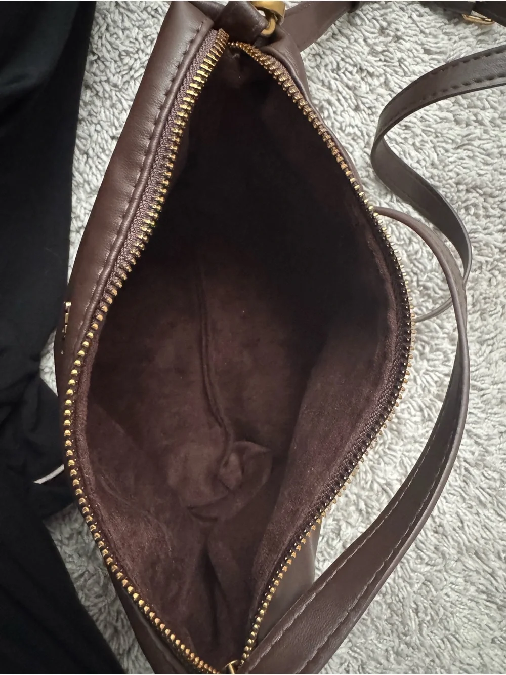 Steve Madden Dark Brown Leather CrossBody with Gold Hardware
